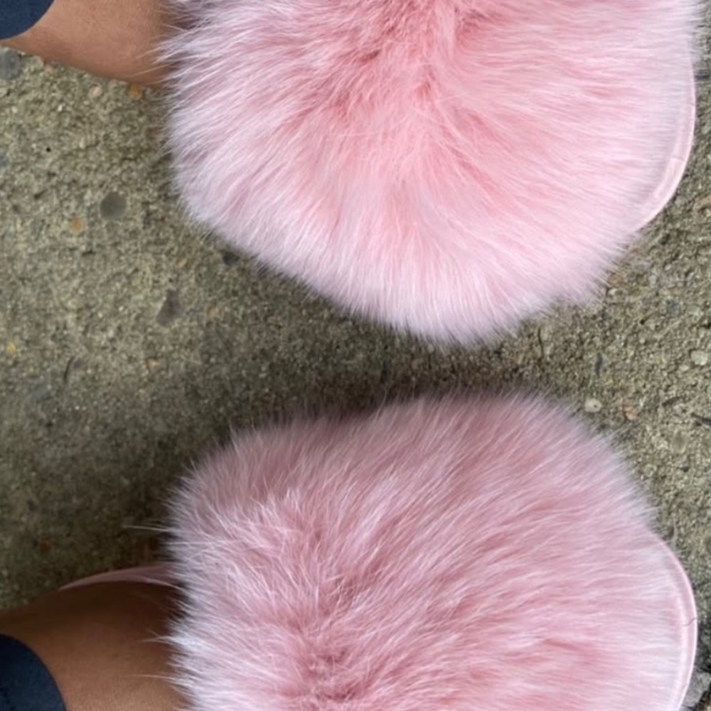 Carnation Real Fur Custom Slides Sizes 7.5,8,8.5 … - image 2
